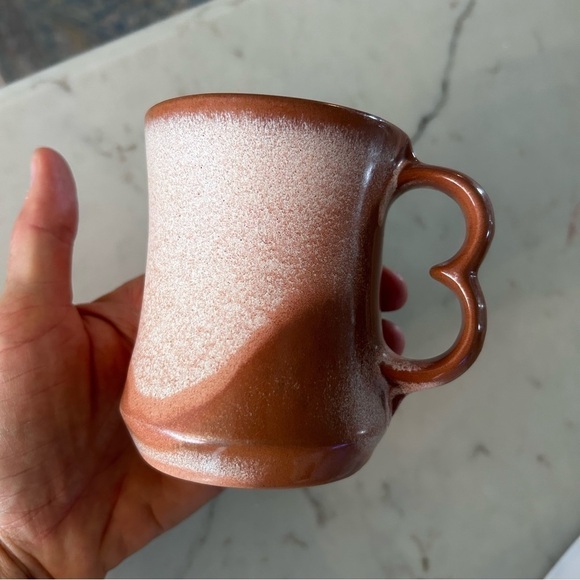 Vintage Frankoma Pottery Desert Tan Heart Handle Coffee Mug and Saucer - Picture 2 of 10